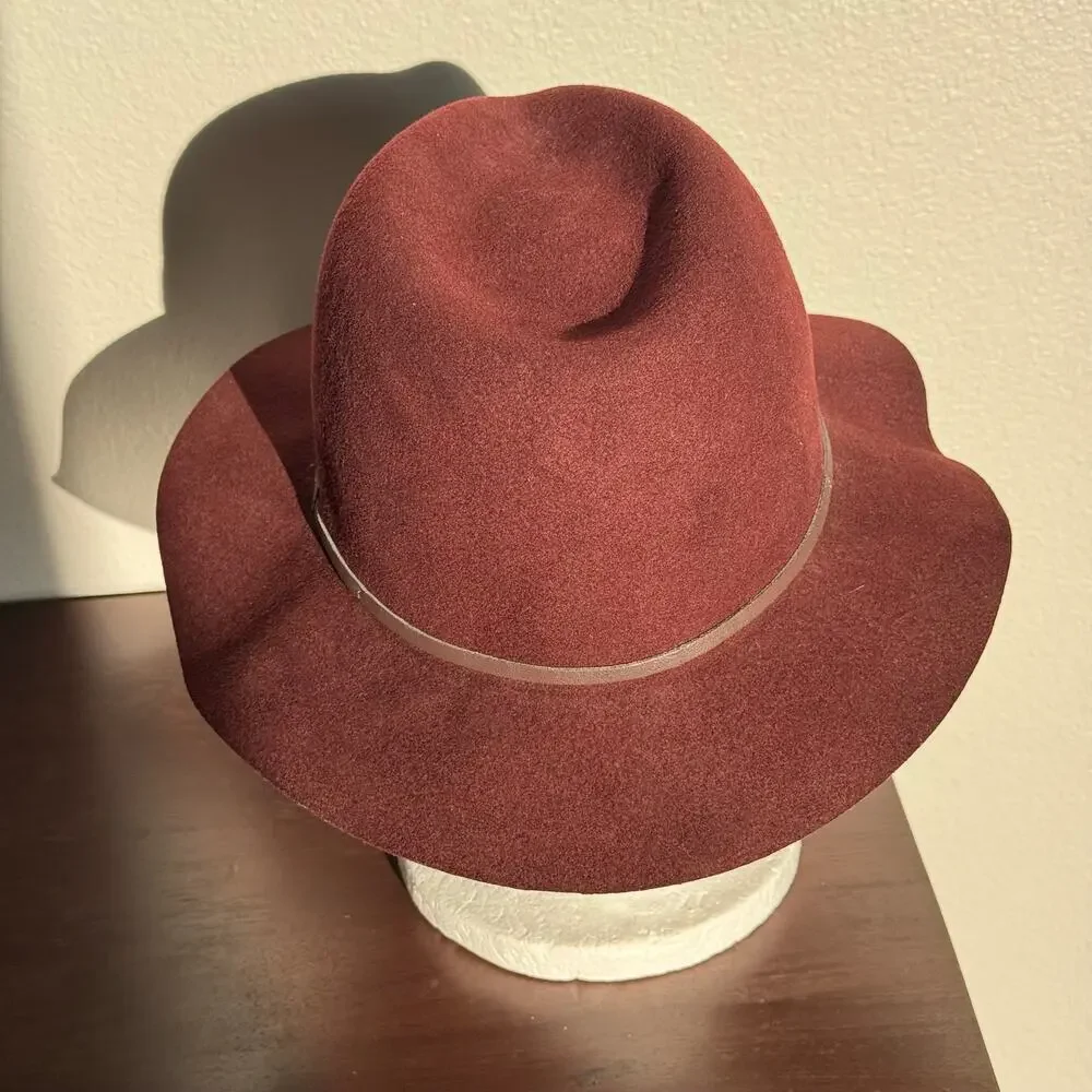 Bailey Poet Burgundy 100% Wool Fedora Hat Small Hollywood Vagabond Packable